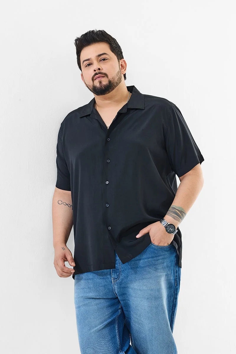Snitch Black Regular Fit Plus Size Shirt for Men | Best Price UAE