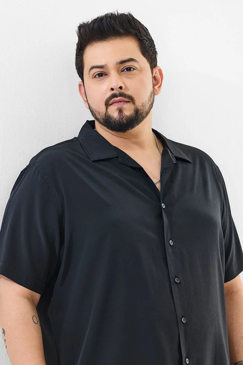 Snitch Black Regular Fit Plus Size Shirt for Men | Best Price UAE