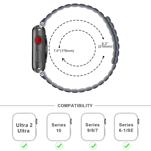 Anlinser Magnetic Bands Compatible with Apple Watch Band 49/46/45 44/42/41/40/38mm, Women Men Double Side Reversible Strap for iWatch Ultra 3-1 Series 11/10/9/8/7-1 SE(49/46/45/44/42,Dark Blue/Gray) - Image 4