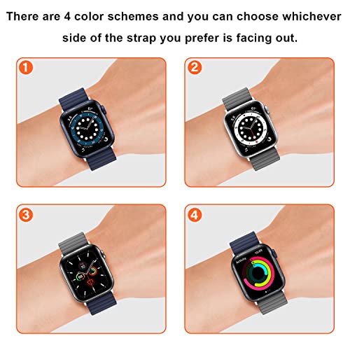 Anlinser Magnetic Bands Compatible with Apple Watch Band 49/46/45 44/42/41/40/38mm, Women Men Double Side Reversible Strap for iWatch Ultra 3-1 Series 11/10/9/8/7-1 SE(49/46/45/44/42,Dark Blue/Gray) - Image 5