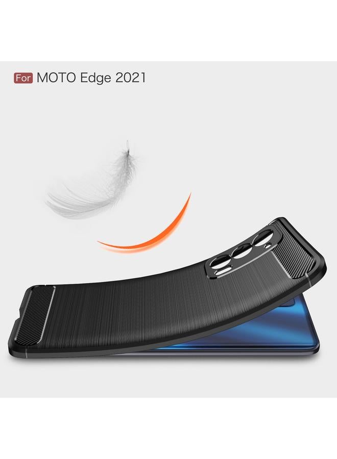 S-TOP Case For Motorola Moto Edge 2021 Brushed Texture Carbon Fiber TPU Case - Image 3