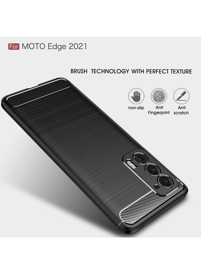 S-TOP Case For Motorola Moto Edge 2021 Brushed Texture Carbon Fiber TPU Case - Image 4