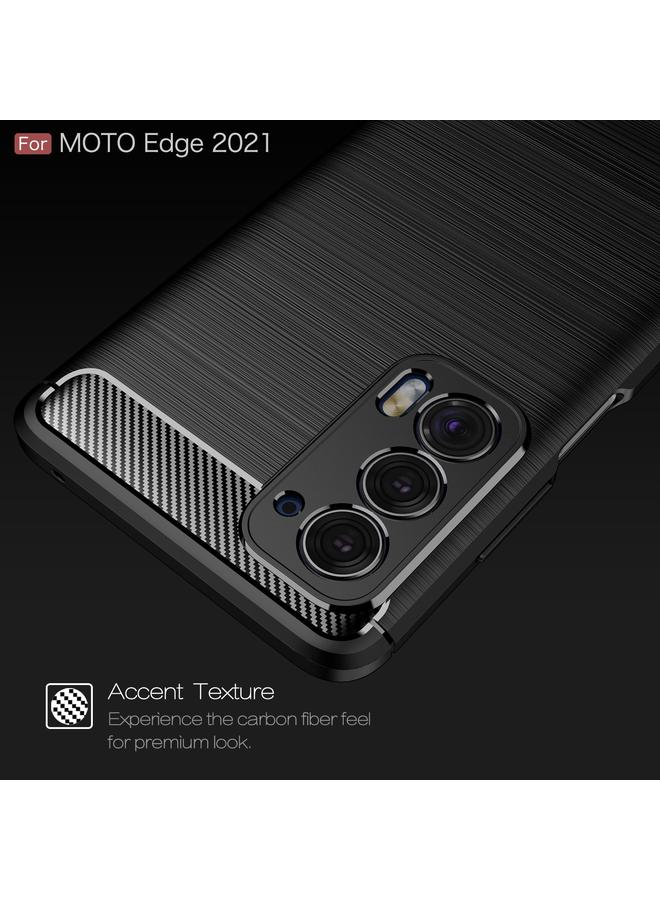 S-TOP Case For Motorola Moto Edge 2021 Brushed Texture Carbon Fiber TPU Case - Image 5