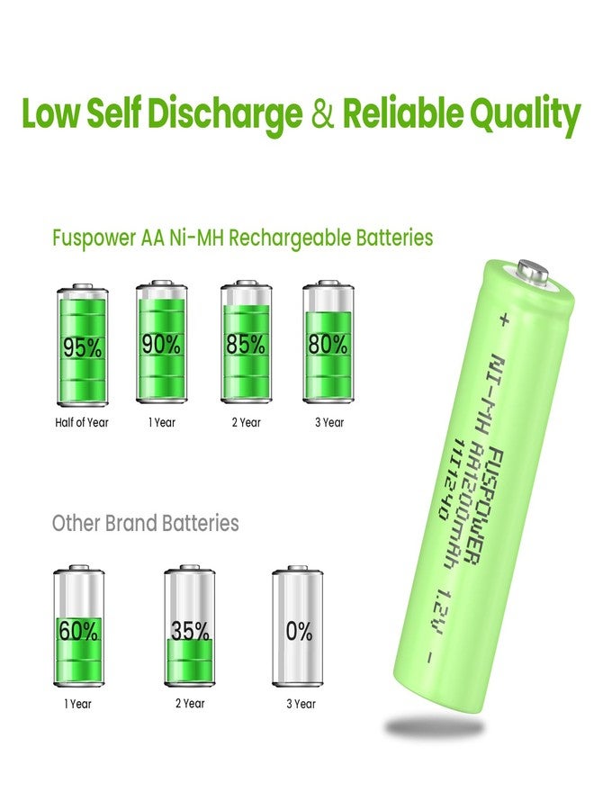 Fuspower Ni-MH AA Rechargeable Batteries AA 1.2V 1200mAh Nimh Rechargeable Batteries for Solar Lights, Recharge up to 1000 Times (8 Count (Pack of 1)) - Image 4