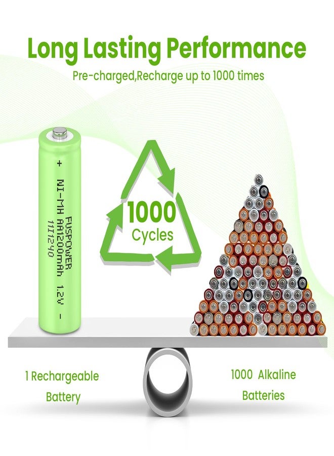 Fuspower Ni-MH AA Rechargeable Batteries AA 1.2V 1200mAh Nimh Rechargeable Batteries for Solar Lights, Recharge up to 1000 Times (8 Count (Pack of 1)) - Image 3