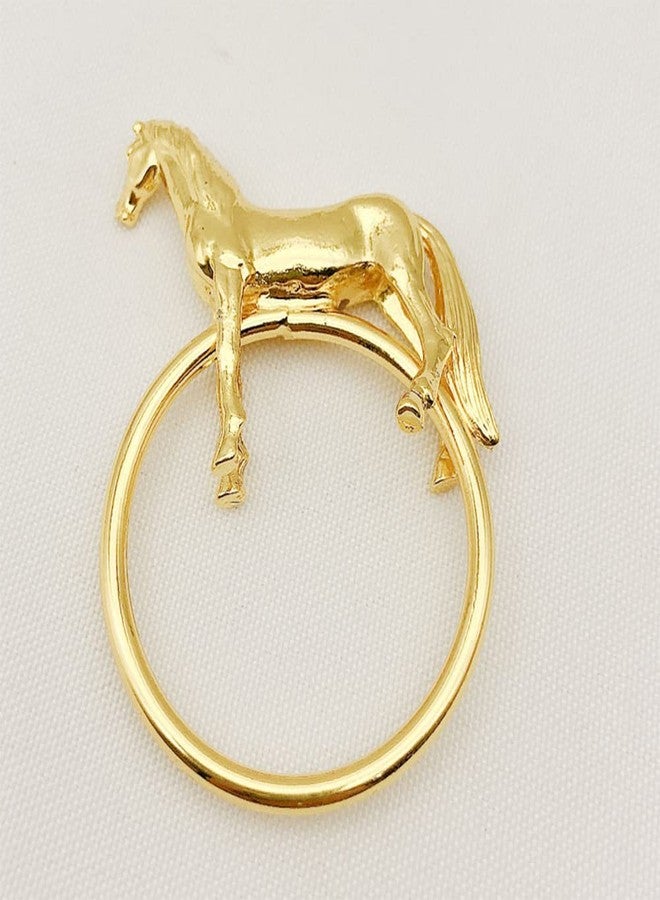 CINGHI LUSSO Standing Horse Shape Napkin Ring Metal Napkin Buckle Napkin Hotel/Hotel Supplies Napkin Rings Set of 12 - Gold - Image 2