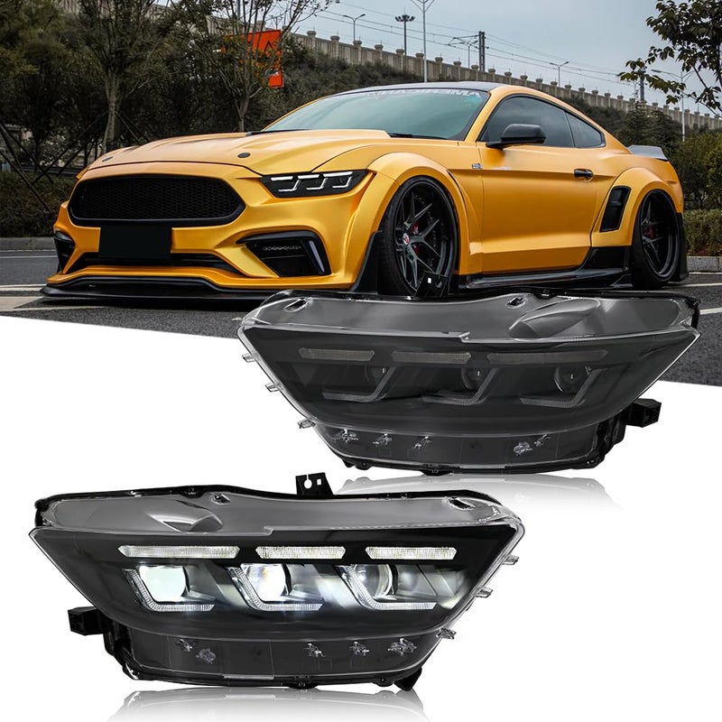 COOLCMP 2024 Upgrade Style Headlamp for 2015-2017 Ford Mustang GT EcoBoost V6 & Shelby GT350 GT500
