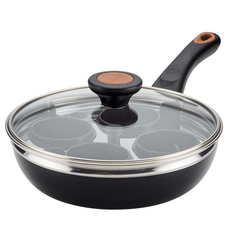 Farberware Glide Copper Ceramic Nonstick Covered Egg Poacher, 8-Inch, Black - 10654 - Image 1