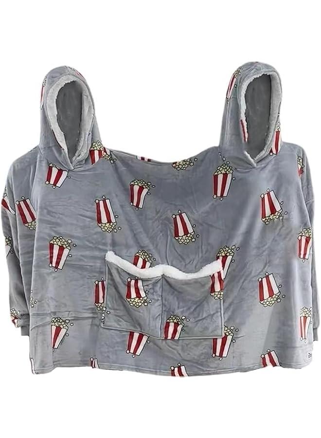 Couple Pajamas, Funny Popcorn Flannel Couple Matching Pajamas, Oversized Hoodies Sweatshirts, Thickened Home Clothes with Pockets  - Image 1