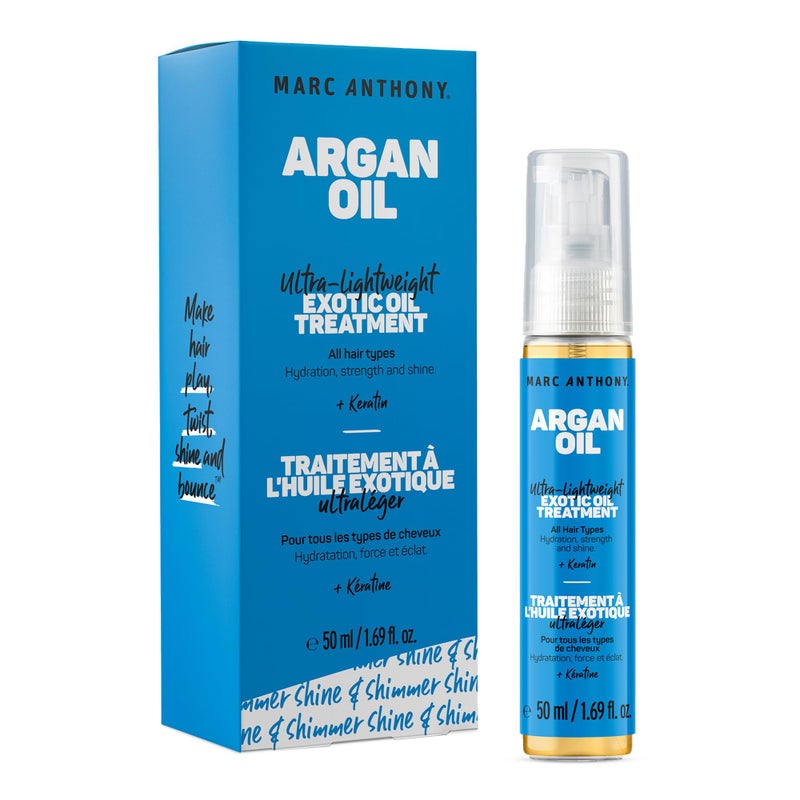 Marc Anthony Exotic Argan Oil Treatment with Keratin - Ultra-Lightweight Hair Oil Treatment Hydrates & Strengthens for Shiny, Healthy-Looking Hair for All Hair Types - Sulfate & Paraben Free - Image 1