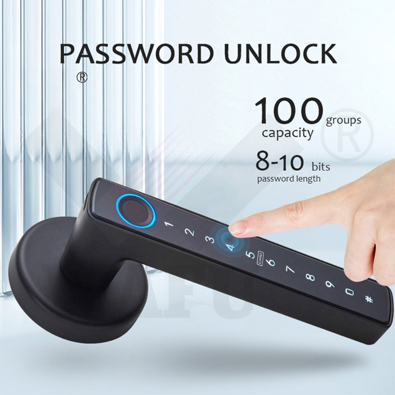 Wafu Smart Lock Keyless Entry Door Lock with BLE Gateway Handle Password Door Lock TY App Remote Operation BT 5-in-1 Fingerprint/Password/Card/Key/App Door Lock for 35-55mm Office Home Bedroom Door - Image 3