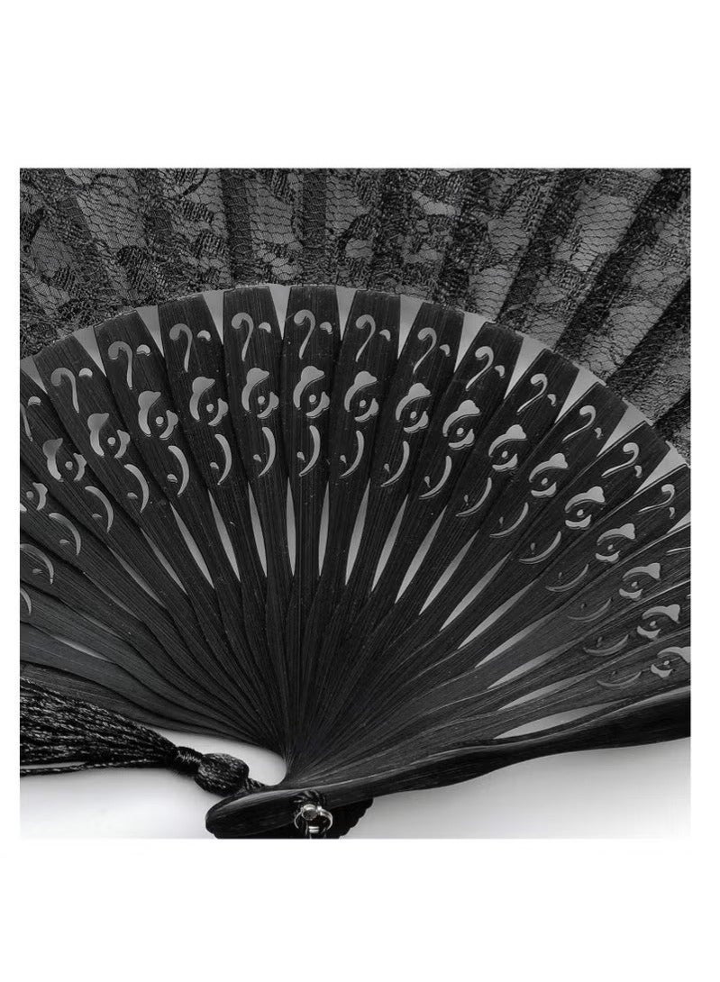 DURKU Hand Fan with Frame Silk Fabric Bamboo Ribs Handheld Folding Wall Decoration Wedding Party Lace for Women Girls Gifts - Image 5