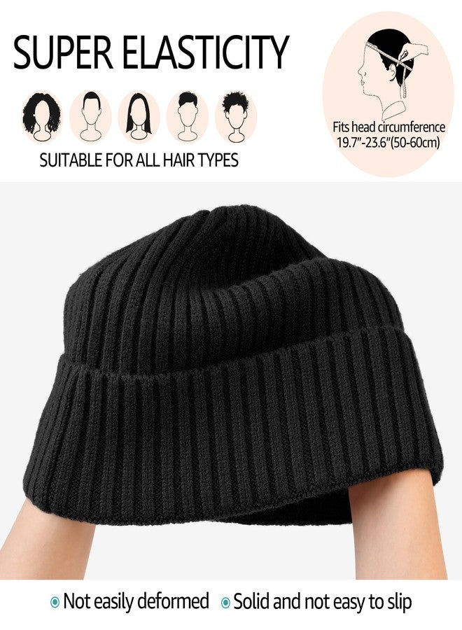HiRui Knit Beanie for Men Women Kids, Winter Hats Warm Classic Daily Skull Caps (Black) - Image 3