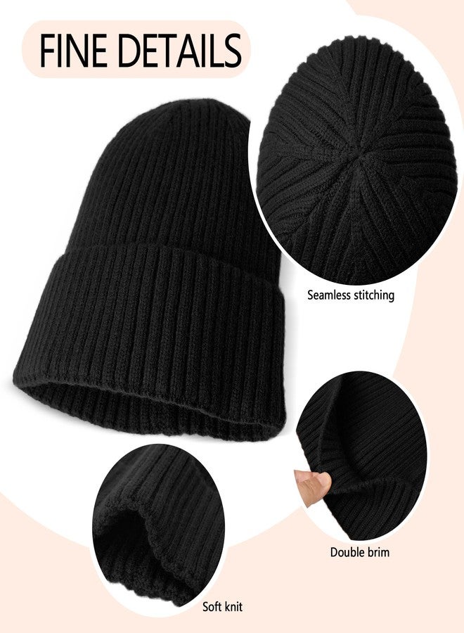 HiRui Knit Beanie for Men Women Kids, Winter Hats Warm Classic Daily Skull Caps (Black) - Image 4