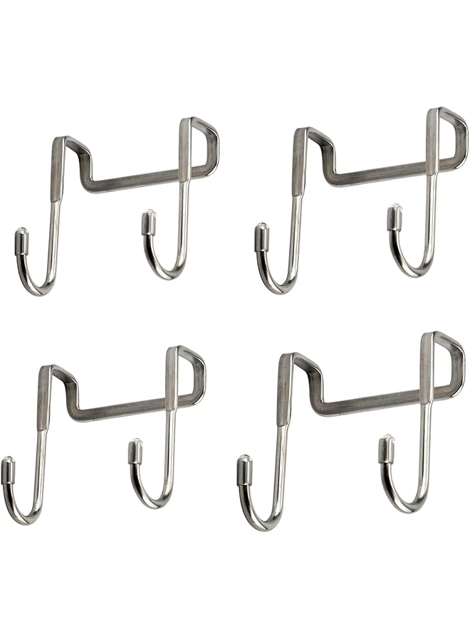 promass 4Pcs Over the Door Hooks,Double S Shape Cabinet Door Drawer Hanger,Stainless Steel Heavy Duty Hook for Closet Wardrobe Door Kitchen Bathroom Bedroom,Hanging Clothes Bags Towels（ Silver) - Image 1