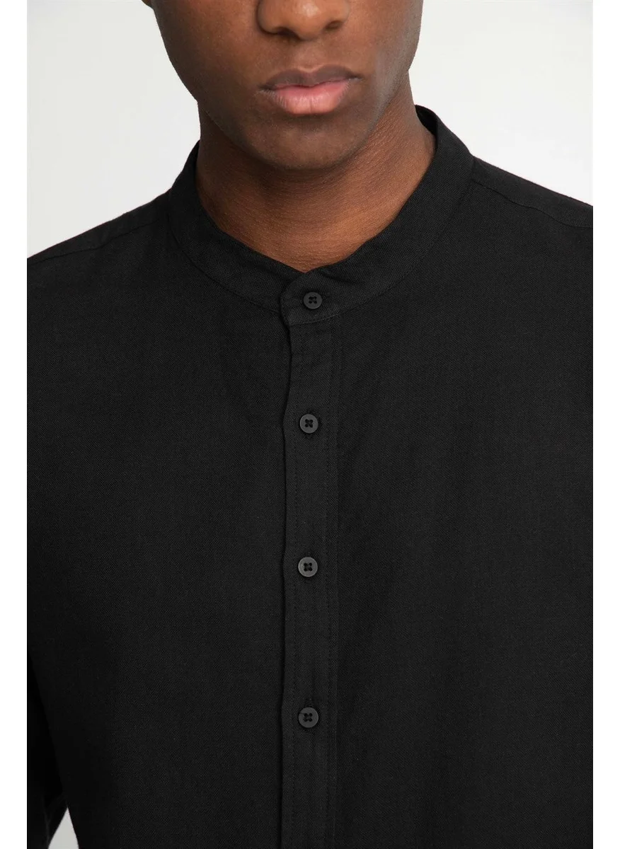 Tudors Slim Fit Slim Fit Long Sleeve Crew Collar Cotton Linen Effect Shirt10