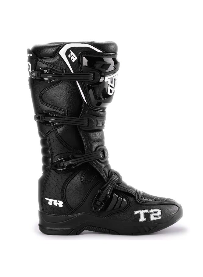 T2 Pair of Off-road Motorcycle Riding Boots Protective Boots Motocross Riding Equipment Black  - Image 2
