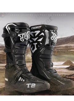 T2 Pair of Off-road Motorcycle Riding Boots Protective Boots Motocross Riding Equipment Black  - Image 4