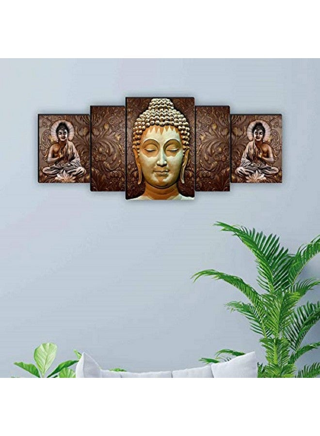 اس اي اف مجموعة من 5 قطع من لوحة بوذا المزخرفة بالأشعة فوق البنفسجية من SAF، هدية منزلية مصنوعة من مادة MDF، مقاس 18 بوصة × 42 بوصة، SANFPNL31195 - Image 2