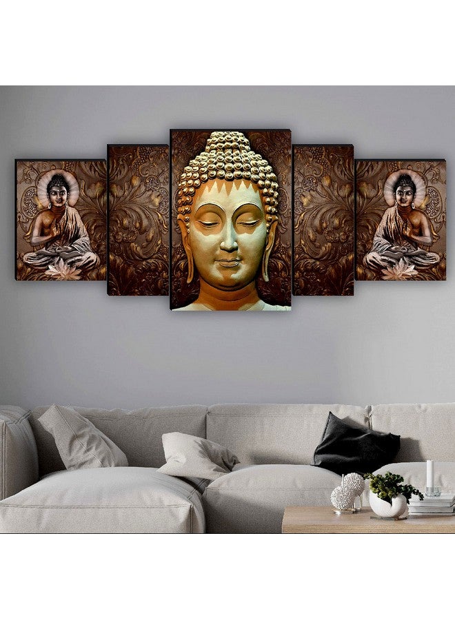 اس اي اف مجموعة من 5 قطع من لوحة بوذا المزخرفة بالأشعة فوق البنفسجية من SAF، هدية منزلية مصنوعة من مادة MDF، مقاس 18 بوصة × 42 بوصة، SANFPNL31195 - Image 1