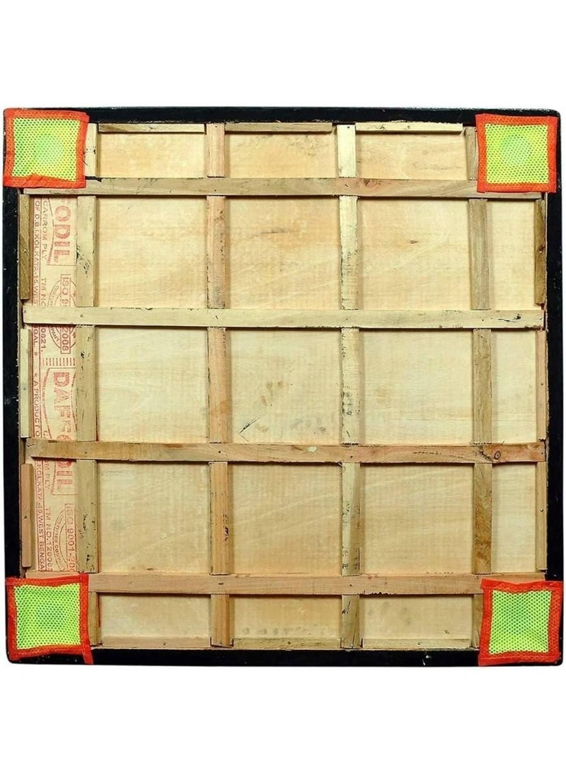 QUESERA Shiny Gloss Finish Full Carrom Board for Professionals and Clubs with Coins Striker and Boric Powder  - Image 3
