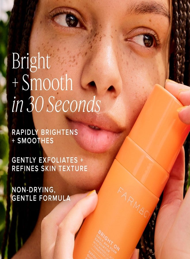 Farmacy Bright On AHA Face Exfoliator - Daily Micro-Exfoliating Foam Facial Exfoliant with Mandelic Acid - Refines Texture for a Brighter, Smoother Complexion - Gentle + Hydrating Skin Care (100ml) - Image 5