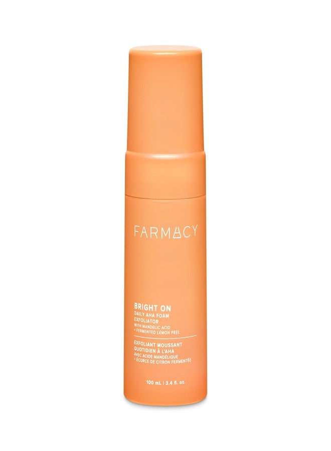 Farmacy Bright On AHA Face Exfoliator - Daily Micro-Exfoliating Foam Facial Exfoliant with Mandelic Acid - Refines Texture for a Brighter, Smoother Complexion - Gentle + Hydrating Skin Care (100ml) - Image 1