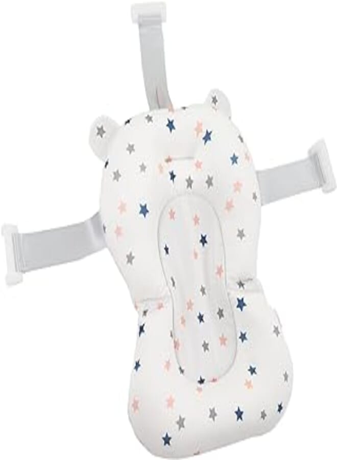 Dilwe Baby Bath Seat Cushion, Adjustable Foldable Baby Bath Support for Newborn Baby (White Stars)