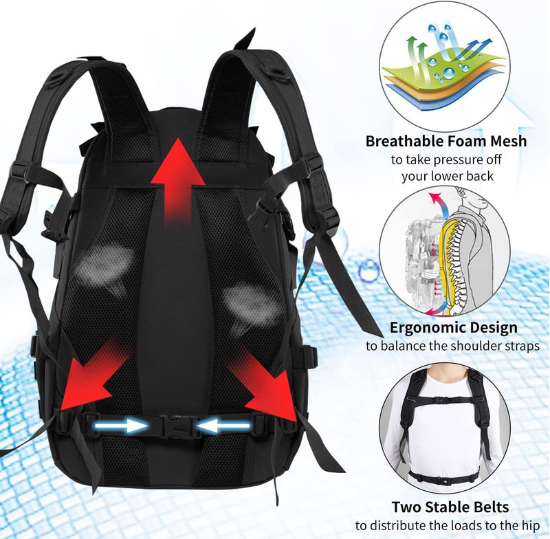 Jueachy Tactical Backpack for Men Hunting Backpack EDC Rucksack Military Hiking Camping Daypack with USA Flag Patch - Image 2