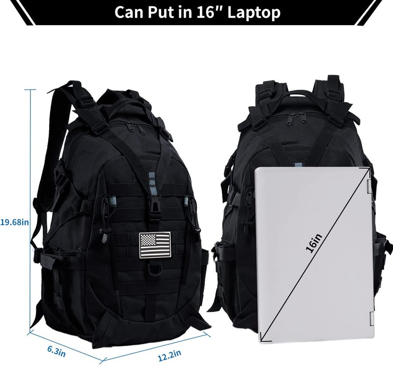 Jueachy Tactical Backpack for Men Hunting Backpack EDC Rucksack Military Hiking Camping Daypack with USA Flag Patch - Image 4