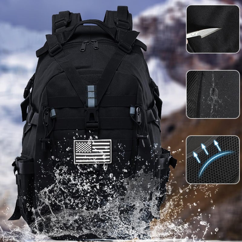 Jueachy Tactical Backpack for Men Hunting Backpack EDC Rucksack Military Hiking Camping Daypack with USA Flag Patch - Image 3