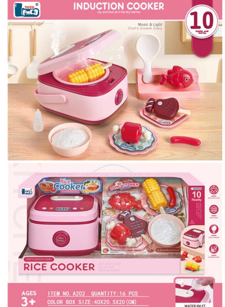 لعبة طباخ الأرزبالبخار وقطع الطعام والميزات التفاعلية التي تعمل بالبطارية