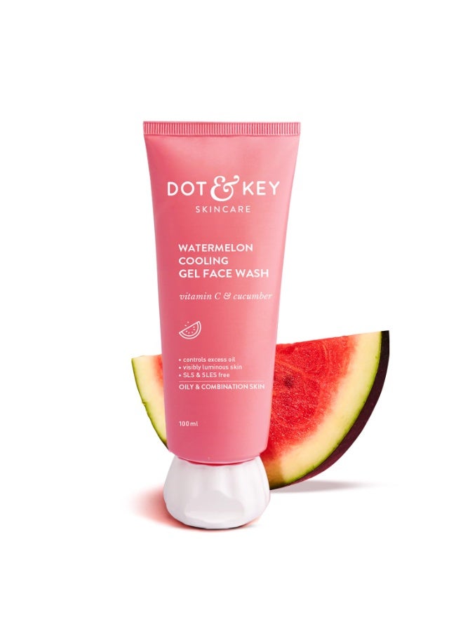 Dot & Key Watermelon Cooling Gel Face Wash With Vitamin C & Cucumber | Face Wash For Glowing Skin|Oil Free |Removes Excess Oil & Dirt | For Combination & Oily Skin| For Women & Men|100Ml - Image 1