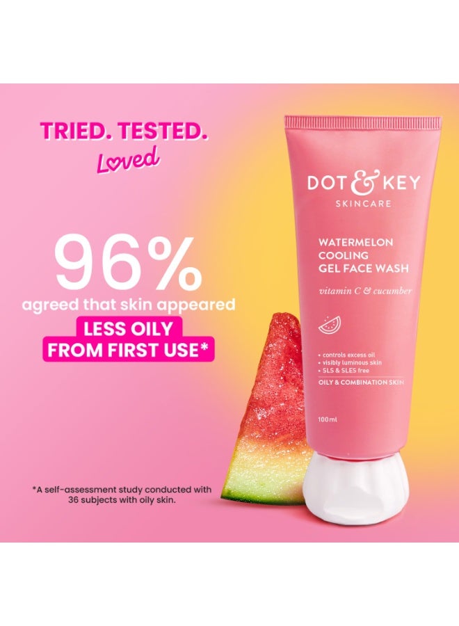 Dot & Key Watermelon Cooling Gel Face Wash With Vitamin C & Cucumber | Face Wash For Glowing Skin|Oil Free |Removes Excess Oil & Dirt | For Combination & Oily Skin| For Women & Men|100Ml - Image 5