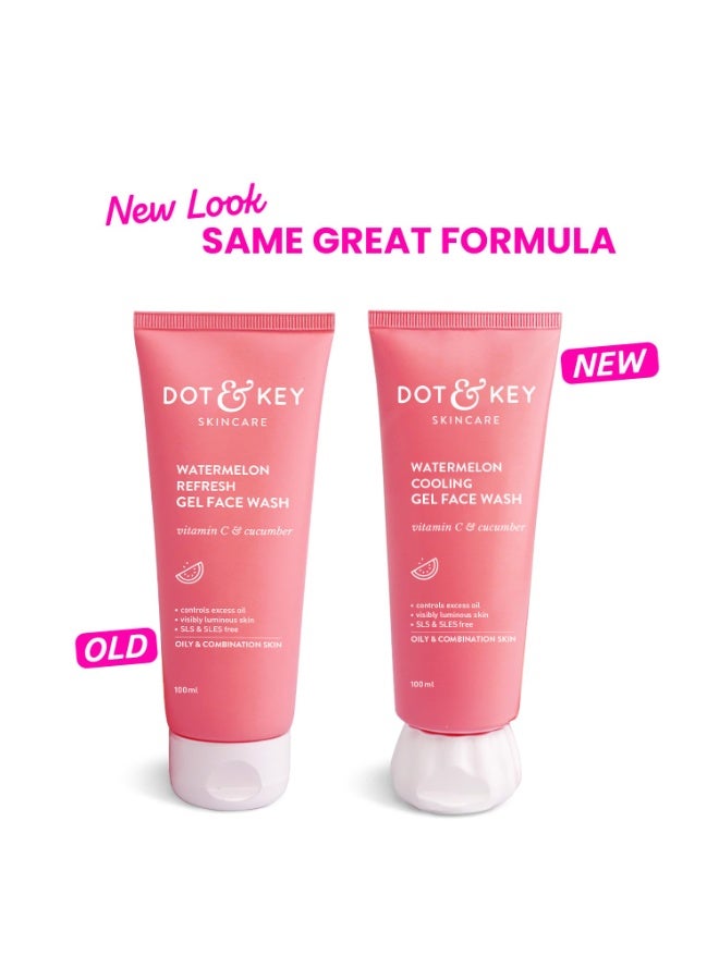 Dot & Key Watermelon Cooling Gel Face Wash With Vitamin C & Cucumber | Face Wash For Glowing Skin|Oil Free |Removes Excess Oil & Dirt | For Combination & Oily Skin| For Women & Men|100Ml - Image 2