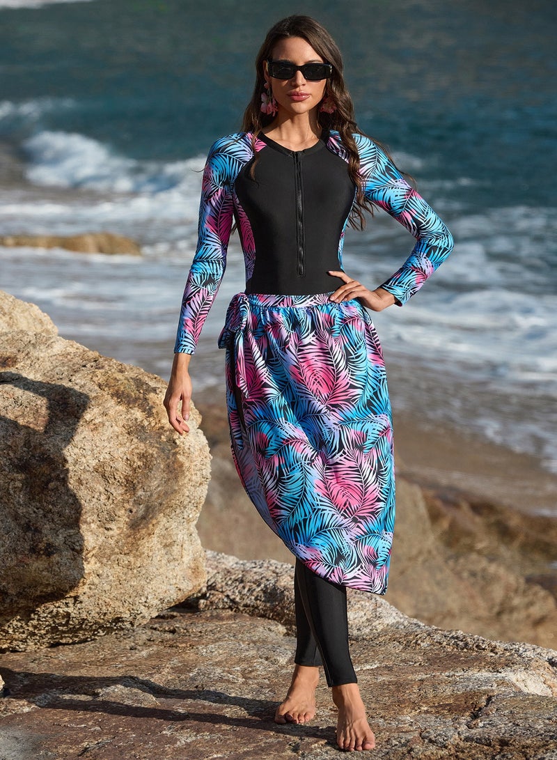 Women’s Burkini Set – Slim Pants, Long Sleeves, and Elegant Apron  - Image 1