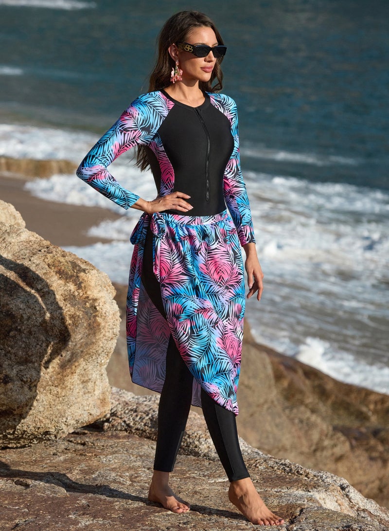 Women’s Burkini Set – Slim Pants, Long Sleeves, and Elegant Apron  - Image 2