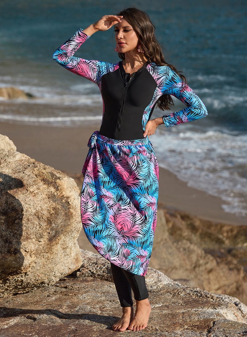 Women’s Burkini Set – Slim Pants, Long Sleeves, and Elegant Apron  - Image 4