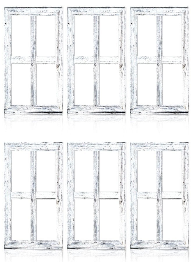 Qunclay 6 Pcs Rustic Wall Decor 15.75 x 11.81 Farmhouse Window Frame Home Decoration Fake Wood Window Pane Wall Art Pediments Western Vintage Country Decor for Entryways Room(White) - Image 1