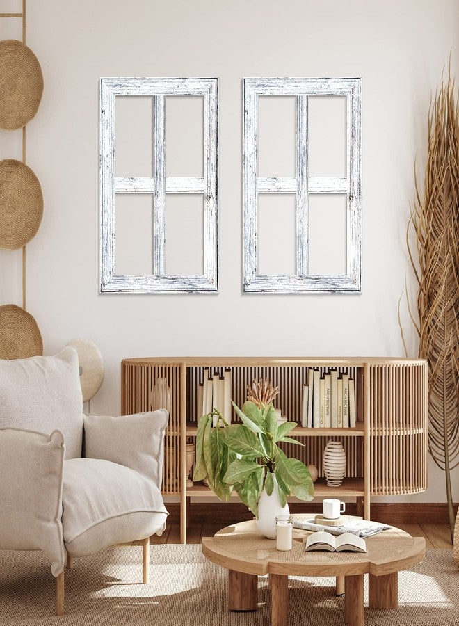 Qunclay 6 Pcs Rustic Wall Decor 15.75 x 11.81 Farmhouse Window Frame Home Decoration Fake Wood Window Pane Wall Art Pediments Western Vintage Country Decor for Entryways Room(White) - Image 3