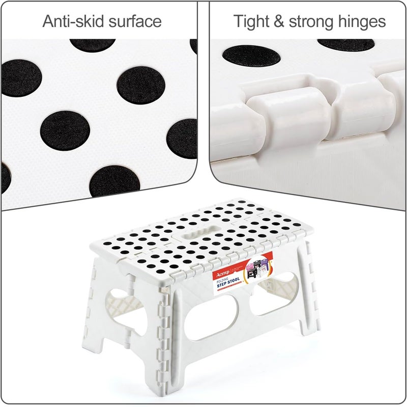 ACSTEP Folding Step Stool 9 Inch,15-Inch Extra Wide Heavy Duty Stepping Stool More Safe and Comfortable Non Slip Foldable Step Stool for Kids and Adults White - Image 3