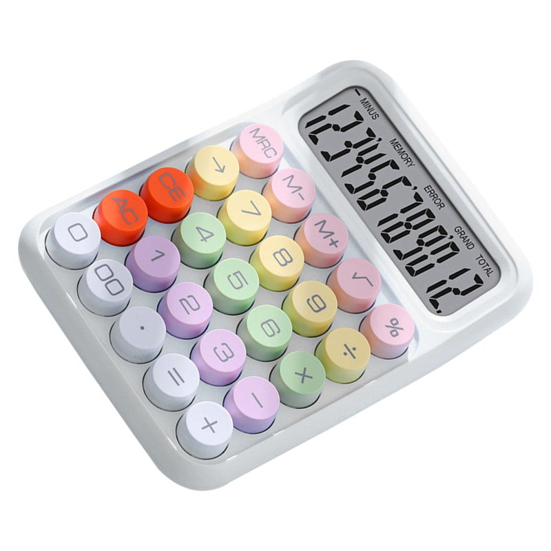 Colorful Calculator Mechanical Keyboard Calculator Electronic Desktop Calculator for Home School Office White - Image 2