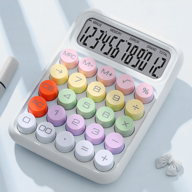 Colorful Calculator Mechanical Keyboard Calculator Electronic Desktop Calculator for Home School Office White - Image 5