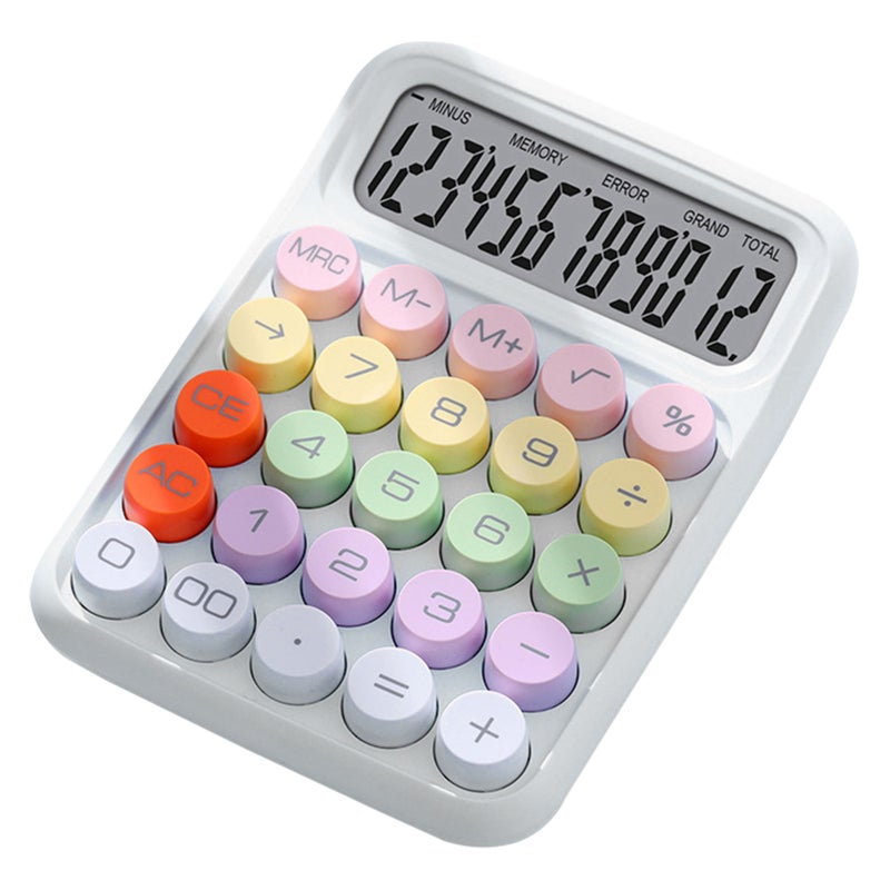Colorful Calculator Mechanical Keyboard Calculator Electronic Desktop Calculator for Home School Office White - Image 1