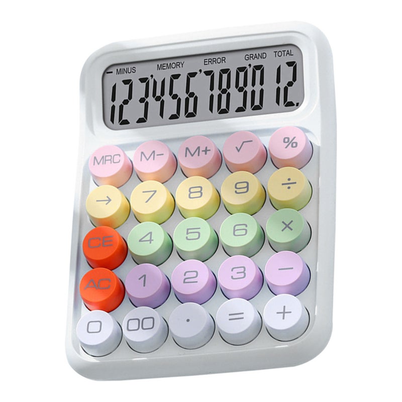 Colorful Calculator Mechanical Keyboard Calculator Electronic Desktop Calculator for Home School Office White - Image 3