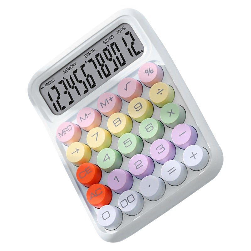 Colorful Calculator Mechanical Keyboard Calculator Electronic Desktop Calculator for Home School Office White - Image 4