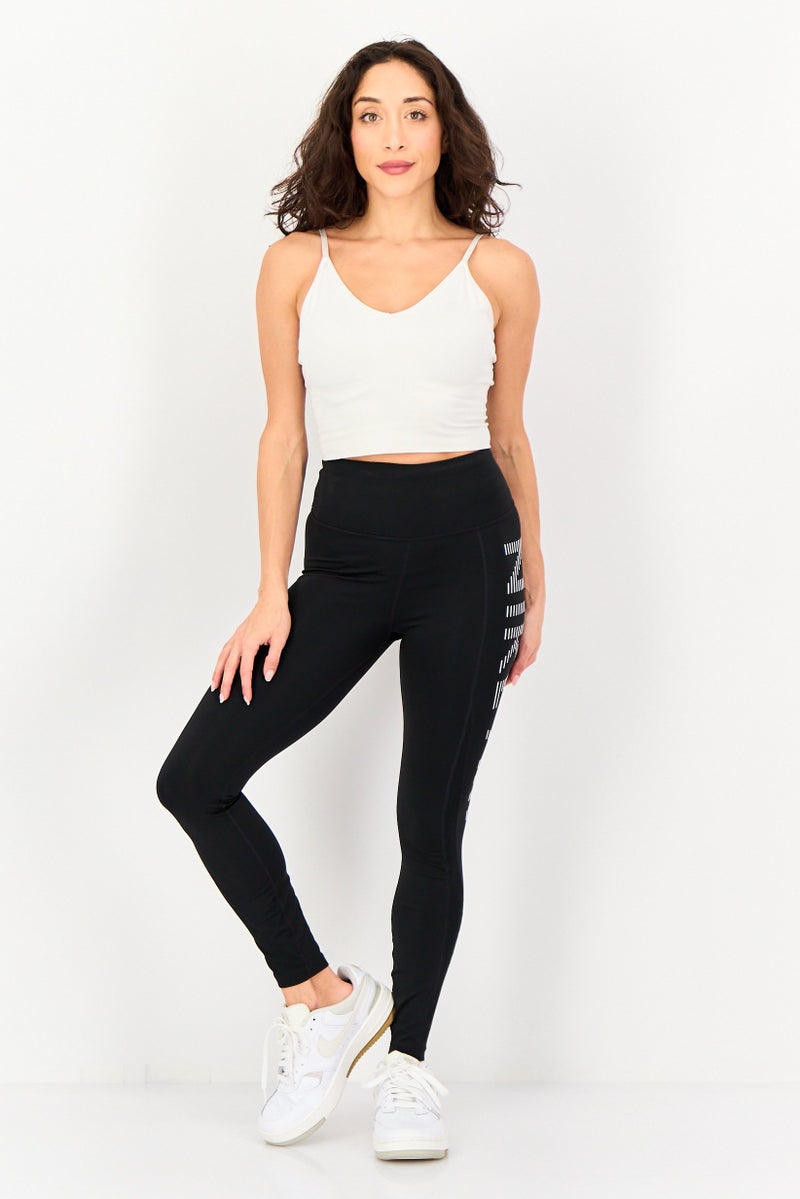 Nike سراويل جري ضيقة تناسب النساء بشعار العلامة التجارية 7/8، سوداء - Image 3