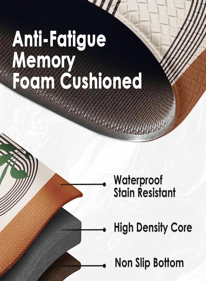Nesphy Kitchen Mats for Floor 2 PCS, Anti Fatigue Mat Set, Boho Cushioned Non Slip Waterproof Kitchen Rugs, Wipe Clean PVC Leather Runner for Sink, Laundry, Office, Kitchen Decor 17"x47"+17"x29", Brown - Image 4