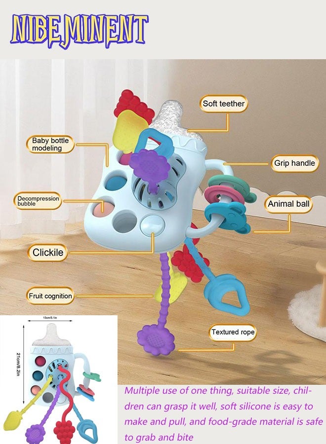 NIBEMINENT Silicone Baby Teething Toy Baby Teether Infant Rattling Teether，Pull Cord Toy，Toddler Sensory Toys， Teething Toys For Babies 6-12 Months  - Image 3