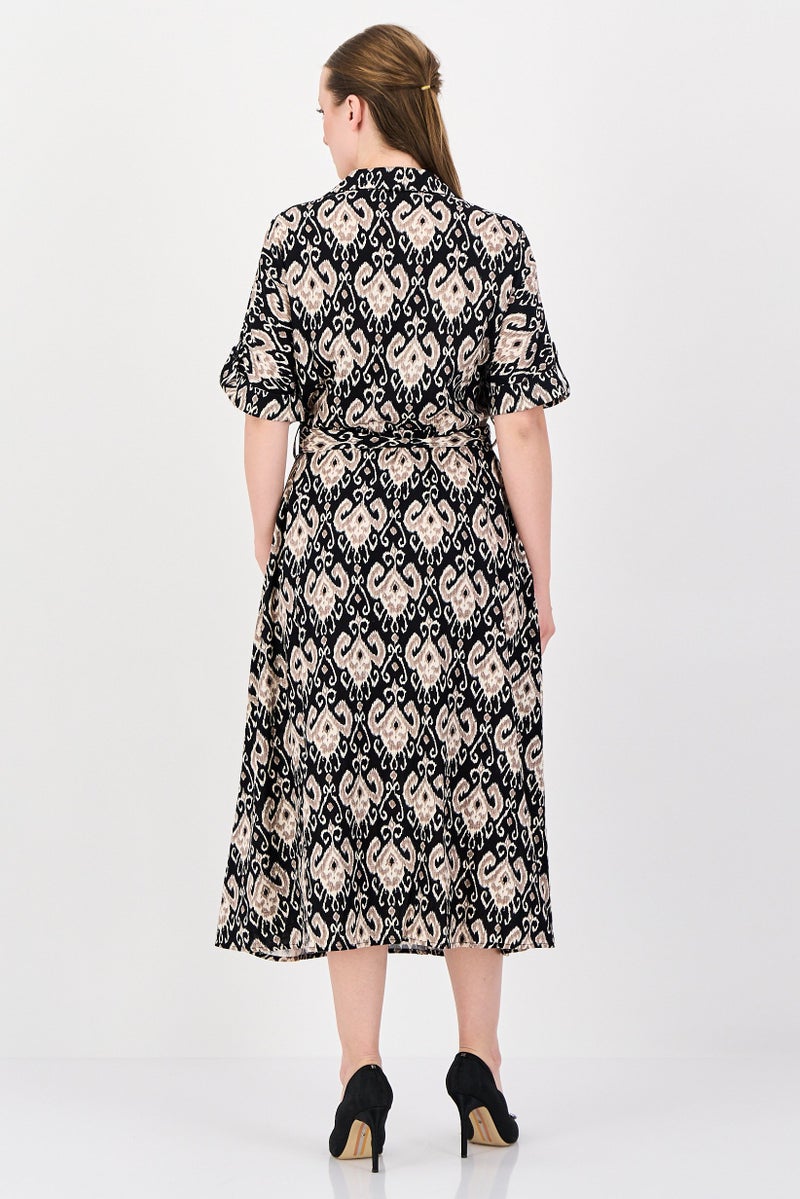 bebe Women Allover Print Midi Dress, Multicolor - Image 4